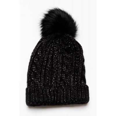 Stormie Black Pom Pom Beanie