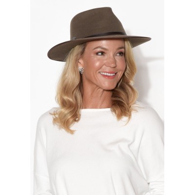 Meribel Taupe Wide Brim Fedora