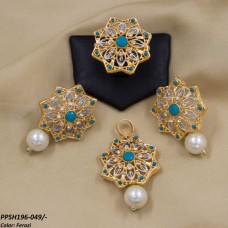 PPSH196 SDQ Flower Pearl Drop Pendant Set