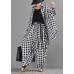 Elegant Black White Plaid Cotton Linen Harem Pants Summer